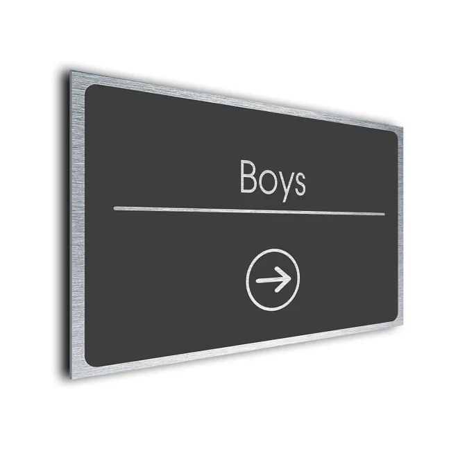 Boys Sign Directional Sign - Brushed Metal Finish Boys Sign Directional Sign - Brushed Metal Finish
