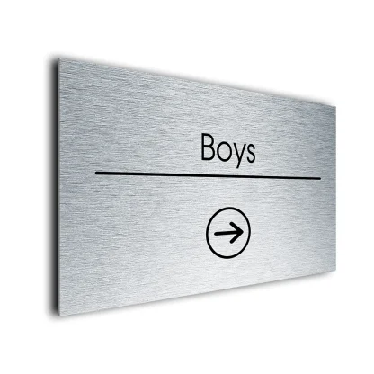 Boys Sign Directional Sign - Brushed Metal Finish