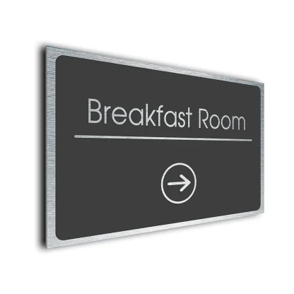 Breakfast Room Sign Directional Sign - Brushed Metal Finish