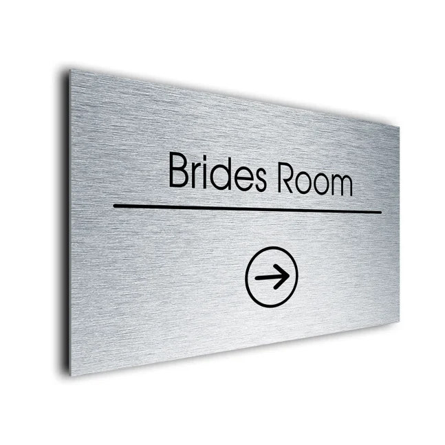 Brides Room Sign Directional Sign - Brushed Metal Finish Brides Room Sign Directional Sign - Brushed Metal Finish