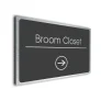 Broom Closet Sign Directional Sign - Brushed Metal Finish