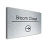 Broom Closet Sign Directional Sign - Brushed Metal Finish