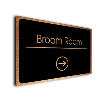 Broom Room Sign Directional Sign - Brushed Metal Finish