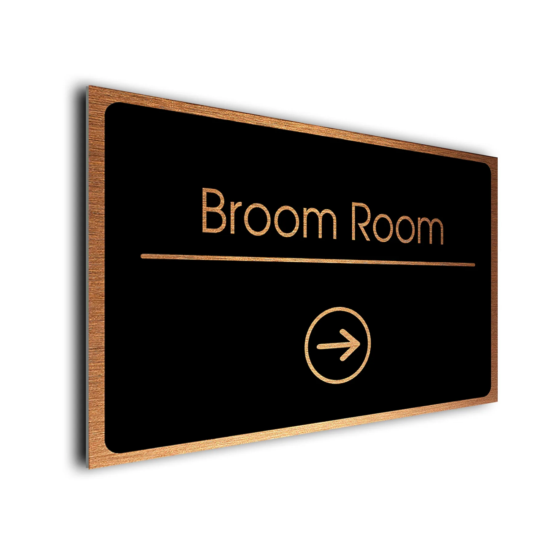 Broom Room Sign Directional Sign - Brushed Metal Finish