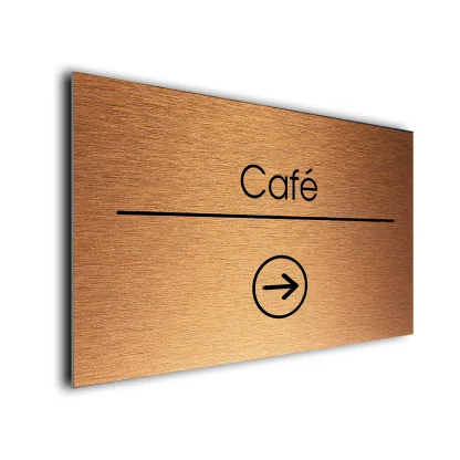 Café Sign Directional Sign - Brushed Metal Finish