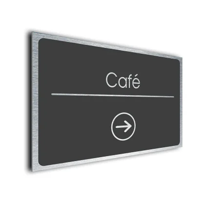 Café Sign Directional Sign - Brushed Metal Finish