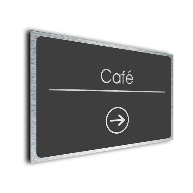 Café Sign Directional Sign - Brushed Metal Finish Café Sign Directional Sign - Brushed Metal Finish