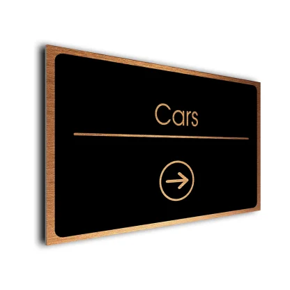 Cars Sign Directional Sign - Brushed Metal Finish