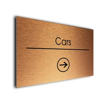 Cars Sign Directional Sign - Brushed Metal Finish