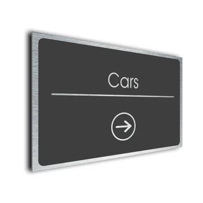 Cars Sign Directional Sign - Brushed Metal Finish