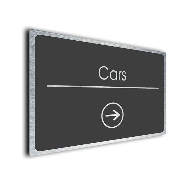 Cars Sign Directional Sign - Brushed Metal Finish Cars Sign Directional Sign - Brushed Metal Finish