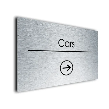 Cars Sign Directional Sign - Brushed Metal Finish