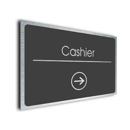 Cashier Sign Directional Sign - Brushed Metal Finish