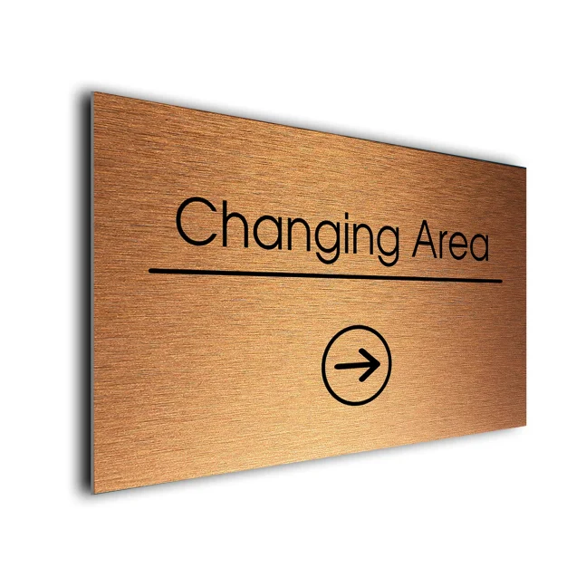Changing Area Sign Directional Sign - Brushed Metal Finish Changing Area Sign Directional Sign - Brushed Metal Finish
