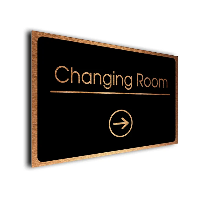 Changing Room Sign Directional Sign - Brushed Metal Finish