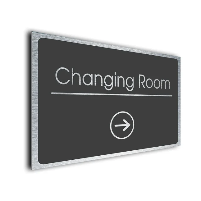 Changing Room Sign Directional Sign - Brushed Metal Finish Changing Room Sign Directional Sign - Brushed Metal Finish