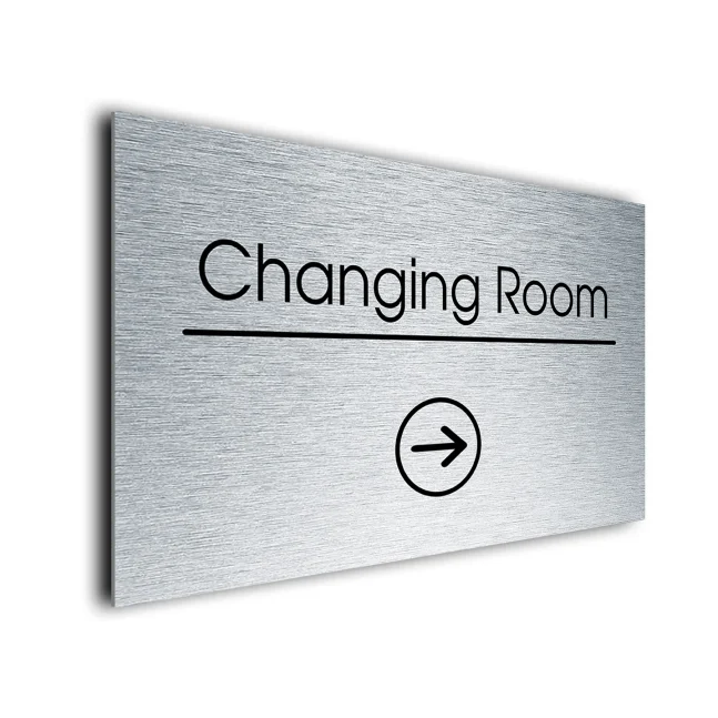 Changing Room Sign Directional Sign - Brushed Metal Finish Changing Room Sign Directional Sign - Brushed Metal Finish