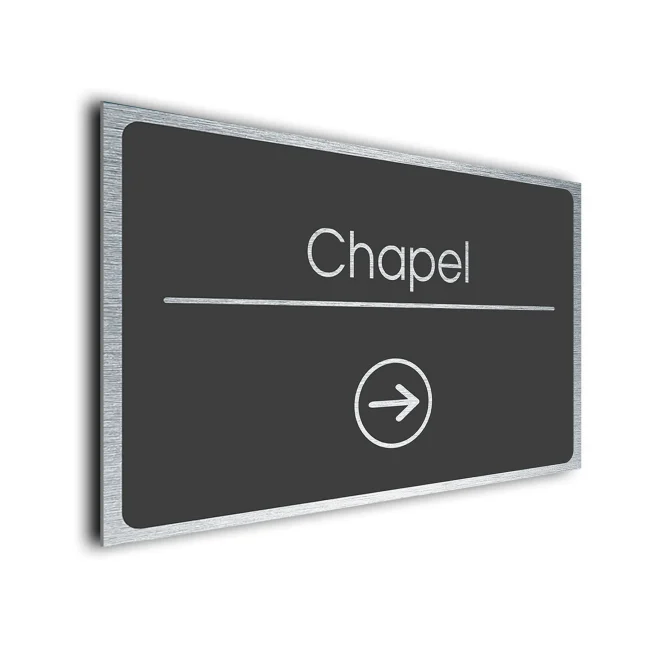 Chapel Sign Directional Sign - Brushed Metal Finish Chapel Sign Directional Sign - Brushed Metal Finish