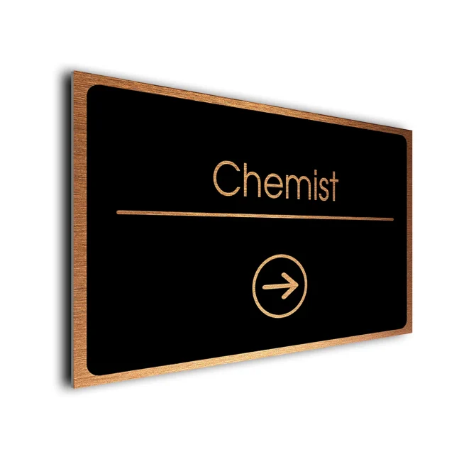 Chemist Sign Directional Sign - Brushed Metal Finish Chemist Sign Directional Sign - Brushed Metal Finish