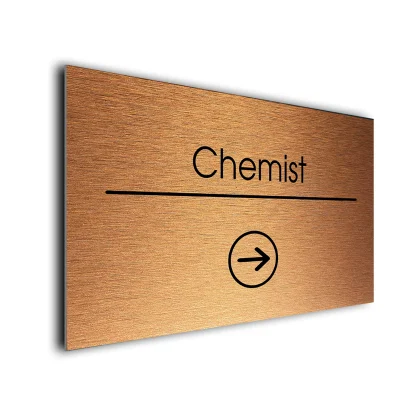 Chemist Sign Directional Sign - Brushed Metal Finish