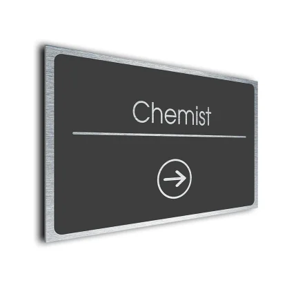 Chemist Sign Directional Sign - Brushed Metal Finish