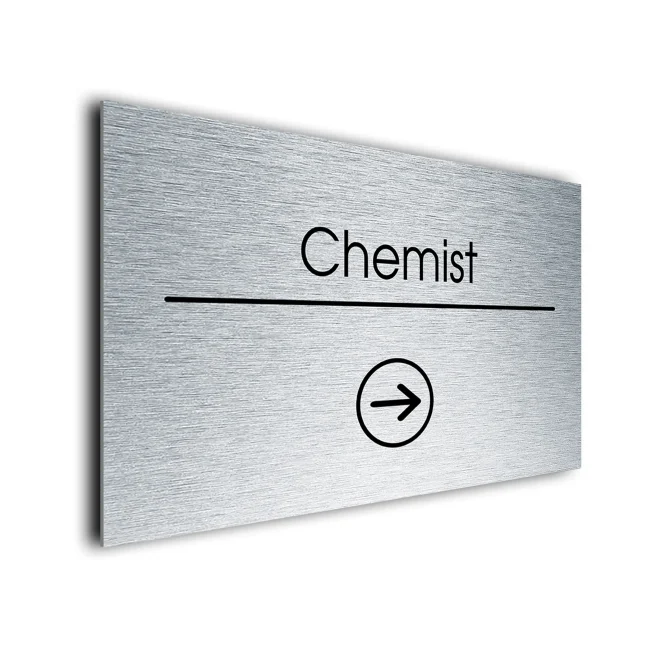 Chemist Sign Directional Sign - Brushed Metal Finish Chemist Sign Directional Sign - Brushed Metal Finish