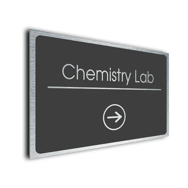 Chemistry Lab Sign Directional Sign - Brushed Metal Finish Chemistry Lab Sign Directional Sign - Brushed Metal Finish