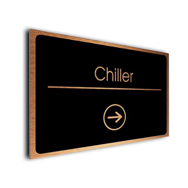 Chiller Sign Directional Sign - Brushed Metal Finish Chiller Sign Directional Sign - Brushed Metal Finish