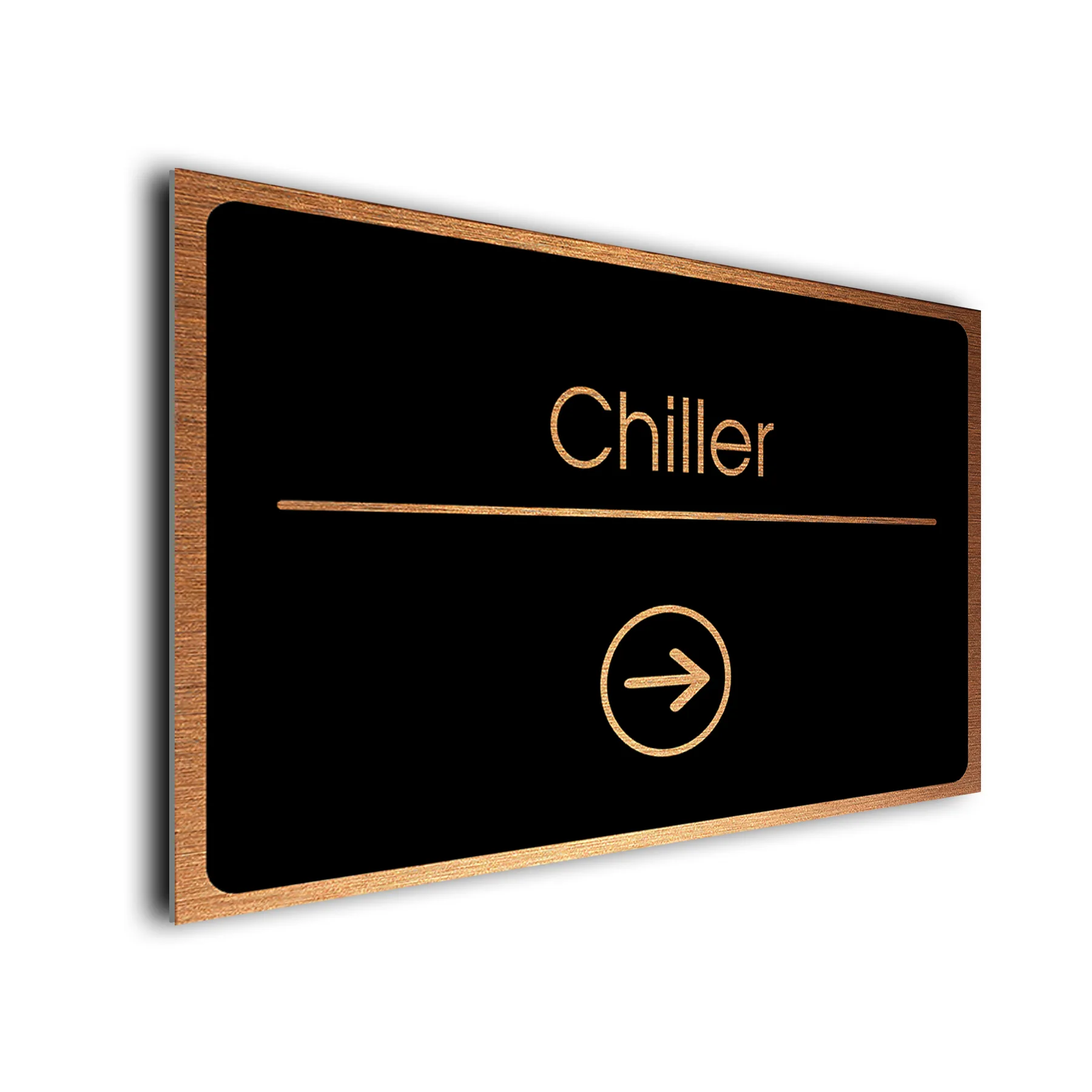 Chiller Sign Directional Sign - Brushed Metal Finish