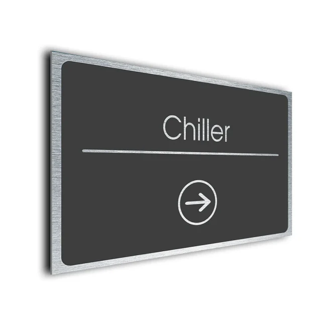 Chiller Sign Directional Sign - Brushed Metal Finish Chiller Sign Directional Sign - Brushed Metal Finish