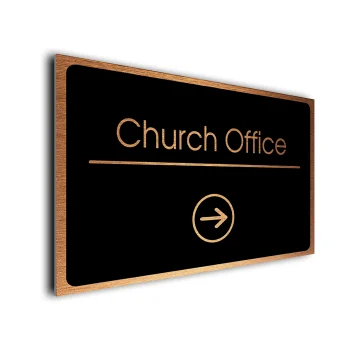 Church Office Sign Directional Sign - Brushed Metal Finish