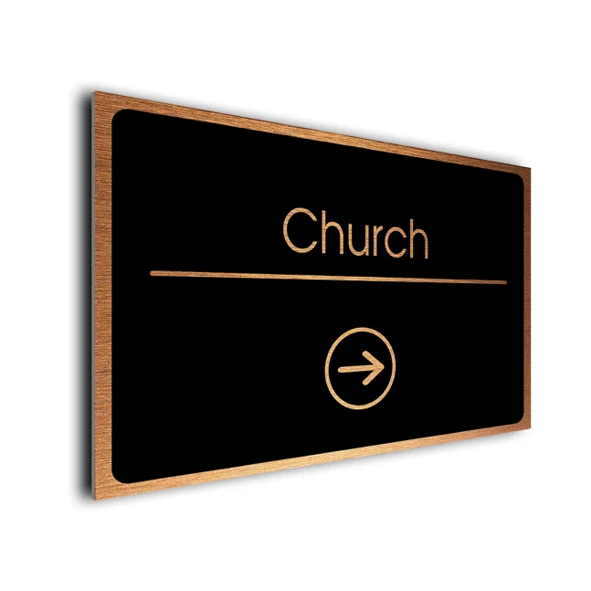 Church Sign Directional Sign - Brushed Metal Finish Church Sign Directional Sign - Brushed Metal Finish