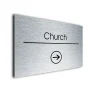 Church Sign Directional Sign - Brushed Metal Finish