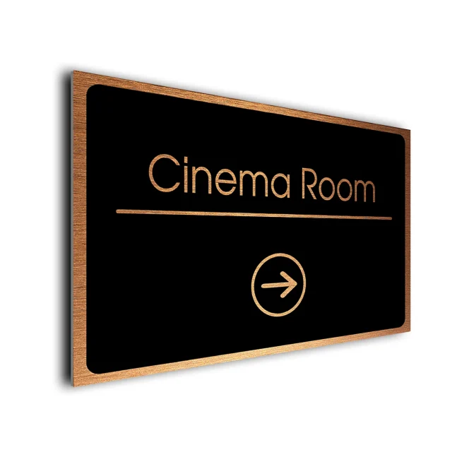 Cinema Room Sign Directional Sign - Brushed Metal Finish Cinema Room Sign Directional Sign - Brushed Metal Finish