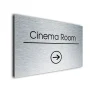 Cinema Room Sign Directional Sign - Brushed Metal Finish