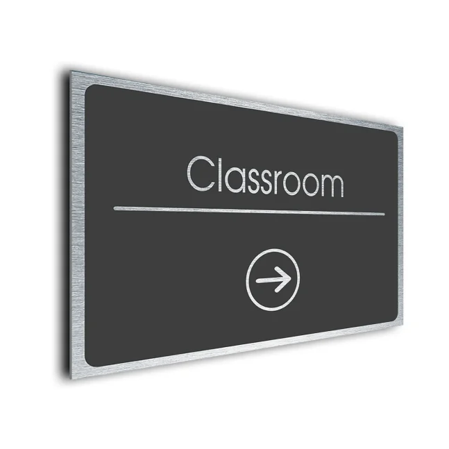 Classroom Sign Directional Sign - Brushed Metal Finish Classroom Sign Directional Sign - Brushed Metal Finish