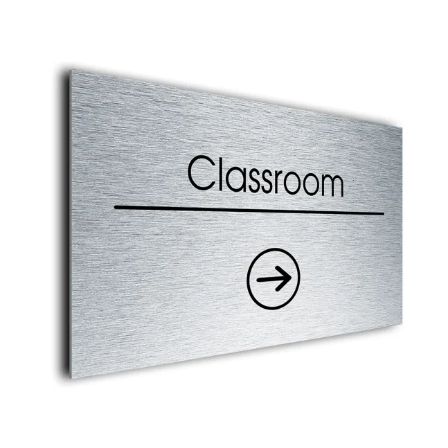 Classroom Sign Directional Sign - Brushed Metal Finish Classroom Sign Directional Sign - Brushed Metal Finish