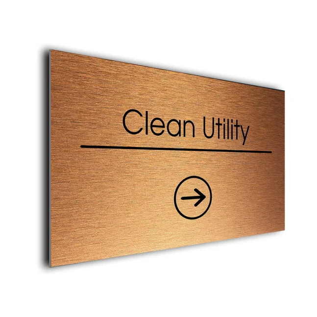 Clean Utility Sign Directional Sign - Brushed Metal Finish Clean Utility Sign Directional Sign - Brushed Metal Finish