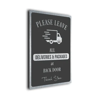 Please Leave Packages at Back door Sign