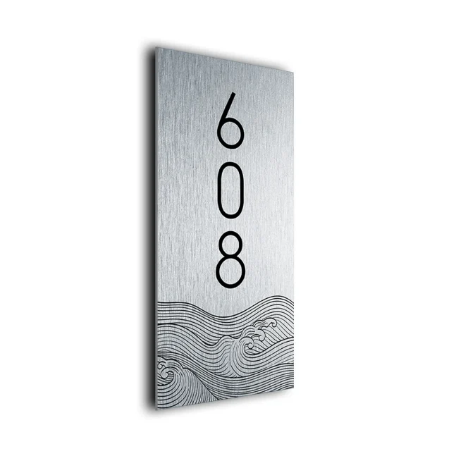 HWV122-SB 8x4 Silver Ornate Hotel Number Sign