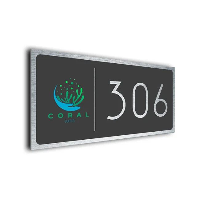 Modern Hotel Room Sign with Logo