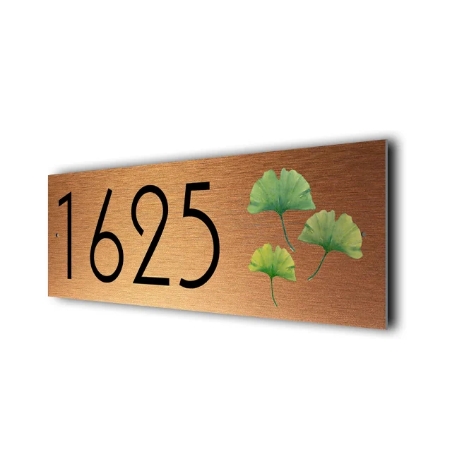 Copper Ginkgo Leaf Address Sign Ginkgo Leaf Address Sign