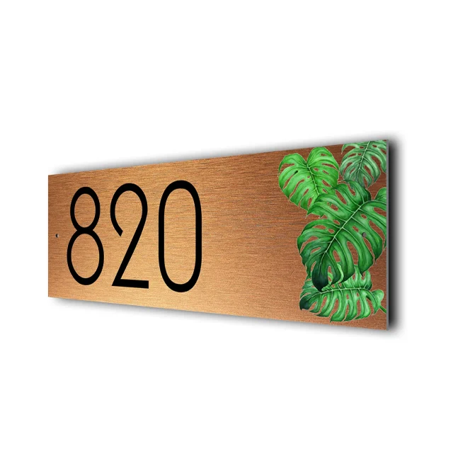 Copper Monstera Address Sign Monstera Address Sign
