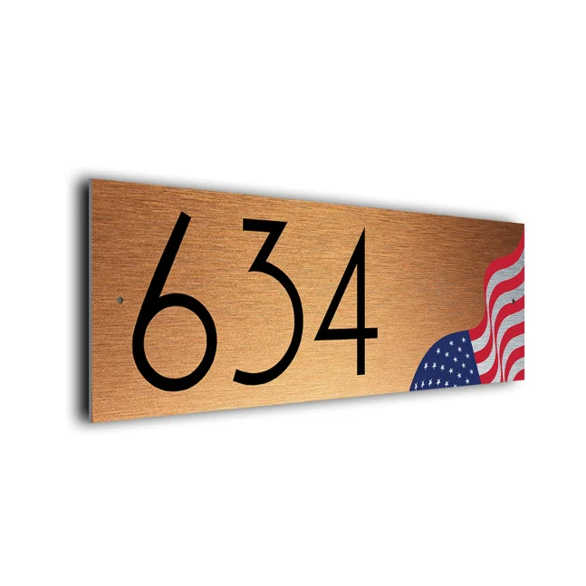 Copper USA Flag Address Sign Personalized USA Flag Address Sign