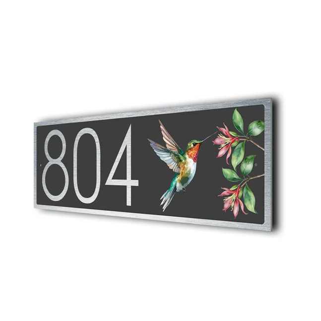 Modern Hummingbird Address Sign Custom Hummingbird Address Sign