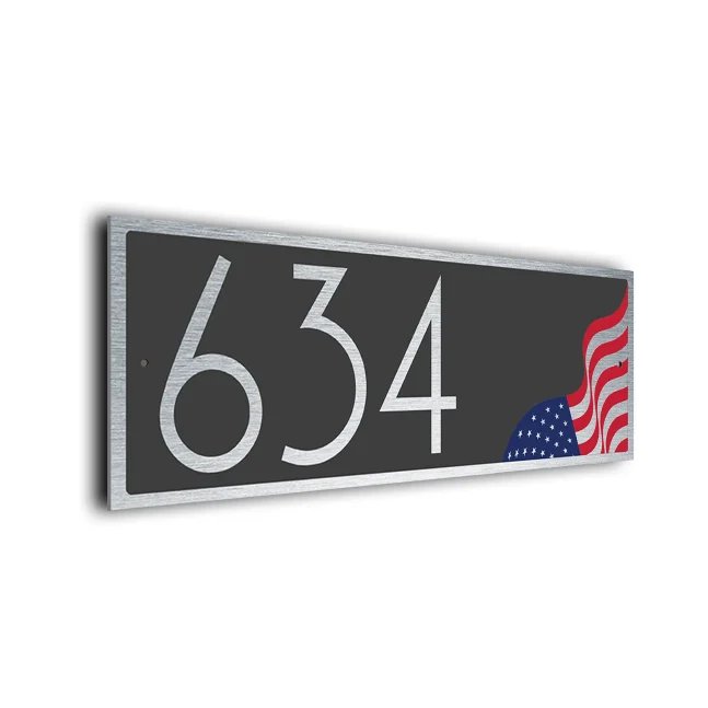 Personalized USA Flag Address Sign Modern USA Flag Address Sign