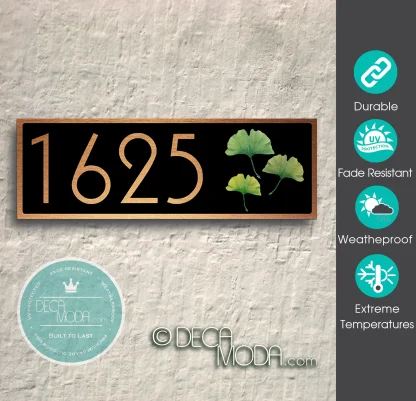 Outdoor Ginkgo Leaf Address Sign