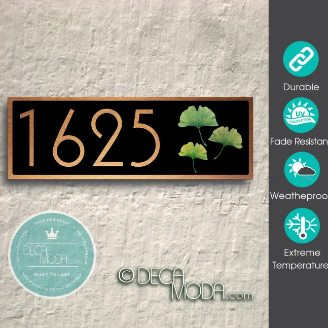 Weatherproof Ginkgo Leaf Address Sign Outdoor Ginkgo Leaf Address Sign