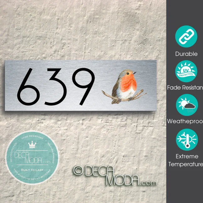 Weatherproof Outdoor Address Sign with Robin Weatherproof Robin Address Sign