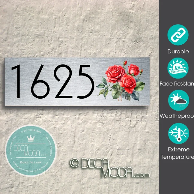 Weatherproof Rose Address Sign Outdoor Rose Address Sign